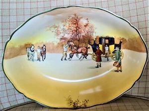 Royal Doulton Scalloped Oval Bowl ~ COACHING DAYS ~ D2716 (Autumnal) *RARE* - Picture 1 of 8