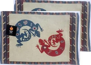Set di 2 tovagliette arazzo, 13""x19"", SUD-OVEST, DRAGHI DUELLANTI ROSSI E BLU, HC - Foto 1 di 12
