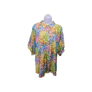 NWT Emily Wonder Animal Print Shirt Womens 2X Button Up Long Sleeve Colorful #11 - Picture 1 of 9