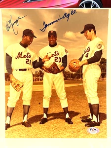 Tommie Agee - Ed Kranepool SIGNED New York Mets 8x10 photo - PSA /Dna - Picture 1 of 2