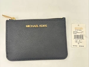 Michael Kors Jet Set Viaje Pequeño Top Cremallera Cuero Monedero Cartera - Negro - Imagen 1 de 6