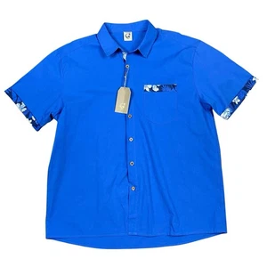 Hardaddy Button Up Hemd Herren Large Hawaii Blumenbesatz blau Neu mit Etikett Aloha - Bild 1 von 12