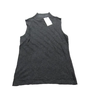 Dana Buchman Sweater Womens Medium Mock Neck Sleeveless Chevron Knit Pullover - Picture 1 of 8