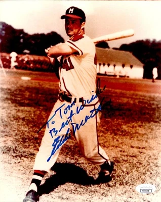 Eddie Mathews Signed Autographed 8X10 Photo Braves Vintage "To Tom" JSA CG44750 - Image 1 of 2