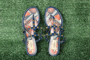 Valentino Rockstud Flat Sandals Blue Multicolor 38/8 Summer Casual "AS IS" Read - Picture 1 of 13