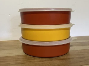 VTG Tupperware #1405 6" Cereal/Salad Wonder Bowls Harvest Colors ~ Lot of 3 - Picture 1 of 9