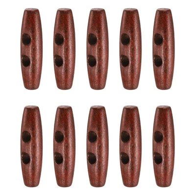 10 botones de palanca de madera 45 mm 2 agujeros madera oliva botón de costura, granate Foto 1 de 4