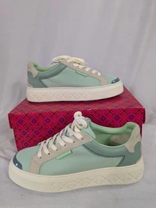 Tory Burch Women's Ladybug Sneaker Mist Calcare Mist 300 US Size 8.5 Teal Blue - Picture 1 of 14