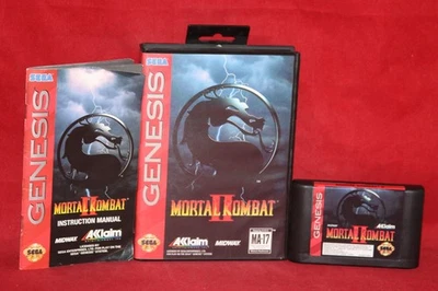 Mortal Kombat II 2 (Sega Genesis, 1994) Authentic Game Cartridge, CIB Complete - Image 1 of 4