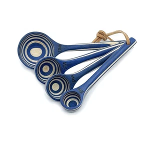 Island Bamboo 4 Piece Pakkawood Measuring Spoon Set, Blue - Picture 1 of 1