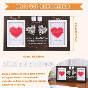 Wood Then Now Picture Frame Celebrate Anniversary Photo Frame With Dual qiwnv - Picture 1 of 11