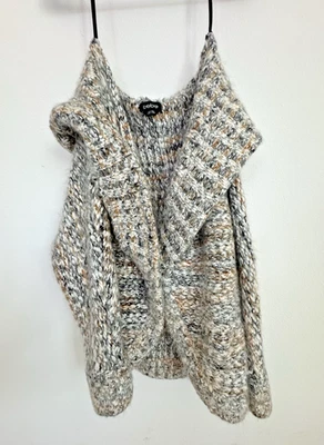 Bebe Chunky Knit Cardigan Shrug Y2K Women's Sz S Multi Tone Melange Snap Closure - Image 1 of 4
