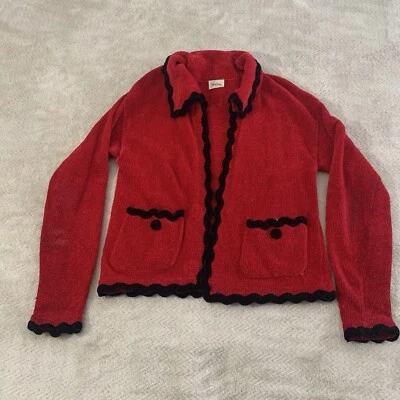 Cárdigan abierto de colección Neiman Marcus para mujer rojo/negro talla pequeña 60 % rayón  Foto 1 de 4