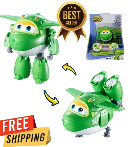 Super Wings 5" Transforming Mira Airplane Toys Vehicle, Action Figure Green Cover
