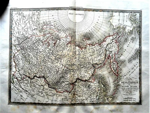 1827Original Gravure MAPPA DELLA SIBERIA E DELLA RUSSIA D'ASIA.M.LAPIE - Imagen 1 de 3