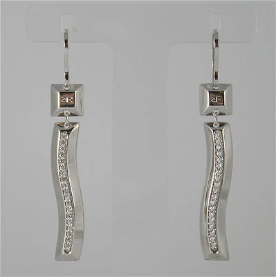 WHITE GOLD PLATED BRONZE REBECCA EARRINGS SAHARA BSAOBZ33 MADE IN ITALY CRYSTAL - Image 1 of 4