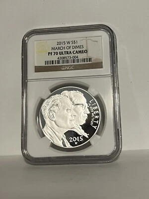 2015 W Proof March of Dimes Commemorative Silver Dollar NGC PF 70 Ultra Cameo - Image 1 of 2