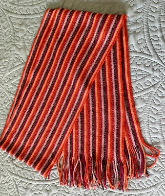 Cejon Scarf Womens Metallic Purple Red Orange Brown Acrylic 82" long - Image 1 of 4