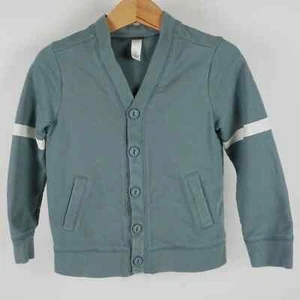 Tea Collection V-Neck French Terry Varsity Cardigan Sage Green Boys Sz 4 - Picture 1 of 8