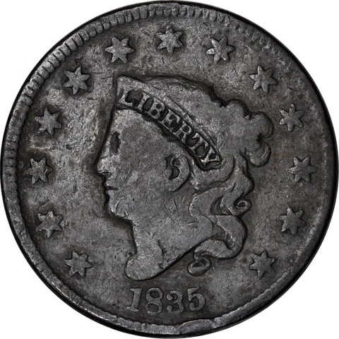 1835 1C Large 8 Large Stars Coronet Head Large Cent Good K15818 Cover