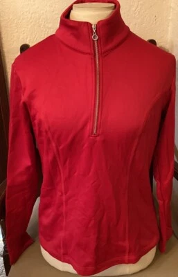 NILS Robin Pullover Polar Cuello en T 1/4 Cremallera Rojo Para Mujer Talla Mediana Hecho en EE. UU. Foto 1 de 2