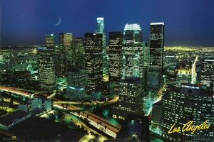 PÓSTER AÉREO DE LOS ANGELES SKYLINE AT NIGHT GRANDE 24" X 36" - NUEVO - Imagen 1 de 1