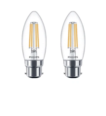 Philips 3.4W (40w) Candle Dimtone LED Warm White BC/B22 Light Bulb - Pack of 2 - Image 1 of 4
