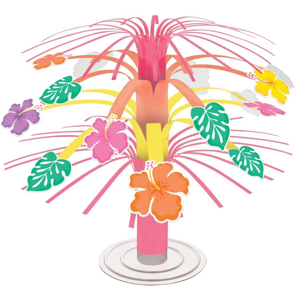 Summer Hibiscus Mini Cascade Centerpiece 8.5" Paper & Foil Party Decoration - Image 1 of 1