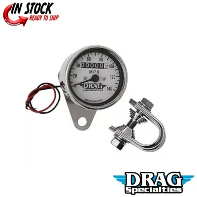 Mini velocímetro mecánico 2:1 Drag Specialties DS-244135 blanco 2,4" Foto 1 de 3
