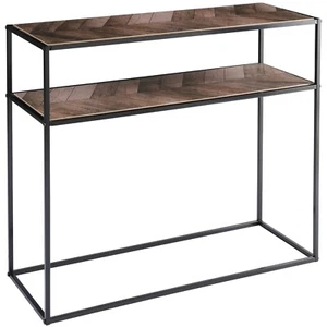 Mesa de consola de 2 niveles acabado de roble rústico con estante mesa lateral muebles de estantería - Imagen 1 de 1