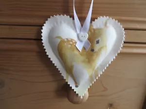 Bambi Style Rehkitz Stoff Herz zum Aufhängen - Bild 1 von 2