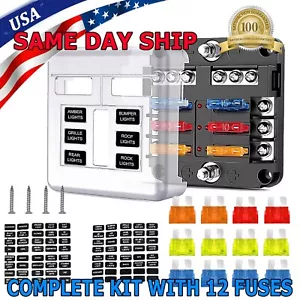 6 Way Car Boot Power Distribution 12-24V Blade Fuse Holder Box Block Panel Board - Picture 1 of 7