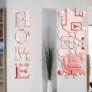 30 Pcs Living Room Wall Decor Home Mirror Stickers Letter Rose Gold - Picture 1 of 5