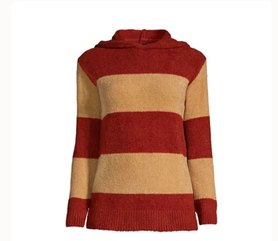 Sudadera con capucha a rayas tostadas Lands' End para mujer suéter túnica PL pequeña grande Foto 1 de 4