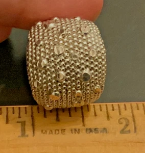 Dyadema 925 sterling silver beaded domed Biker statement ring bold Unisex Size 8 - Picture 1 of 10