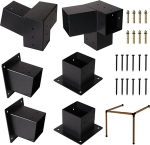 15° Slanted Pergola Kit for 4" X 4" Wood Pergola, Wall Mount Roof Pergolas Brack - Picture 1 of 9