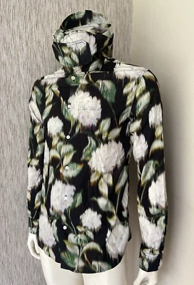 KENZO POPLIN HOODED SHIRT BLURRED HYDRANGEA PRINT SIZE SMALL BNWT — 第 1/4 张图片