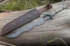 Handmade Damascus steel sword with leather sheath gift for her Anniversary gift