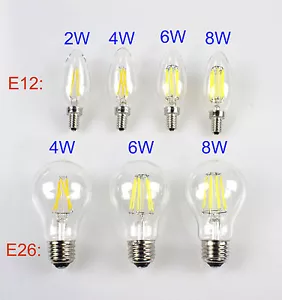 E12 E26 110V 2W 4W 6W 8W Retro Vintage Filament LED Candelabra/Globe Light Bulb - Picture 1 of 20