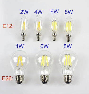 E12 E26 110V 2W 4W 6W 8W Retro Vintage Filament LED Candelabra/Globe Light Bulb - Image 1 of 4