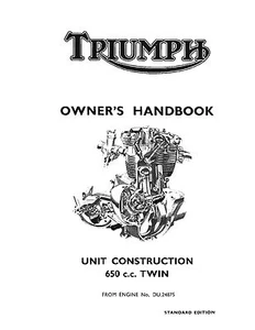 Triumph Owners Manual Book 1966 Thunderbird 6T, Tiger TR6 & Bonneville T120 - Bild 1 von 12