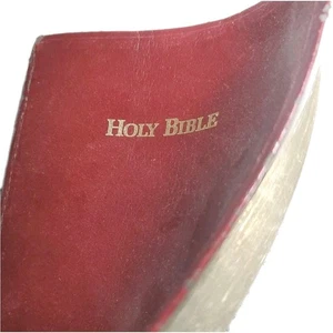 Holy Bible NAS Concordance References Red Letter Burgundy Leather Holman 1985 - Foto 1 di 20