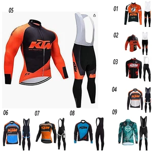 Conjunto de maillot de ciclismo para hombre manga larga pantalones de tirantes pantalones de ciclismo maillot de bicicleta secado rápido - Imagen 1 de 24