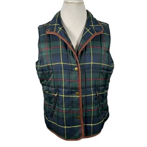 Lauren Ralph Lauren Damen Weste blau grün Puffer Tartan kariert Lammfell Größe XL - Bild 1 von 10