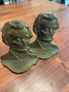 Vintage Brass Lincoln Bookends - Picture 1 of 12