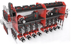 Organizador de Herramientas Eléctricas Montaje en Pared, Garaje 4 Taladros Estante de Almacenamiento y 12 Ganchos, Herramienta O - Imagen 1 de 13