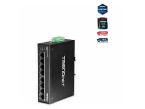 TRENDnet 8-Port Industrial Gigabit PoE+ DIN-Rail Switch, TI-PG80, 8 x Gigabit - Picture 1 of 5