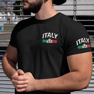 Italy T-Shirt with Italian Flag | Italy Logo Shirt | Italian Gift Tee | Flag - Picture 1 of 5