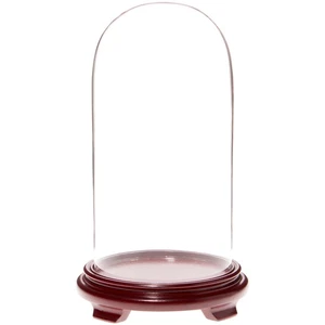 Plymor 5.5" x 11" Glass Display Dome Cloche (Red Wood Veneer Footed Base) - Picture 1 of 1