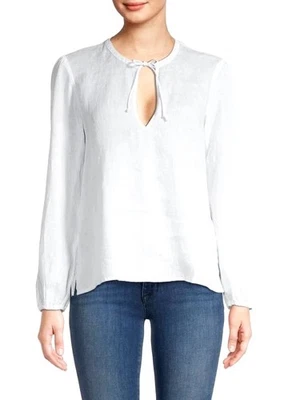 JAMES PERSE CAMPESINO CUELLO CORBATA TOP BLANCO, NUEVO CON ETIQUETAS $195, 3 (L) Foto 1 de 3